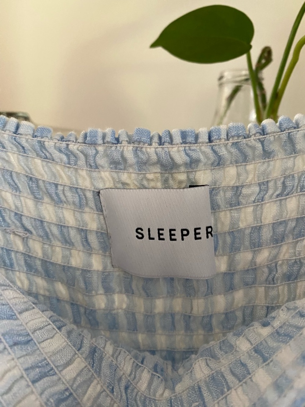 Sleeper Atlanta Linen Midi Dress Blue Gingham Medium - Picture 12 of 15